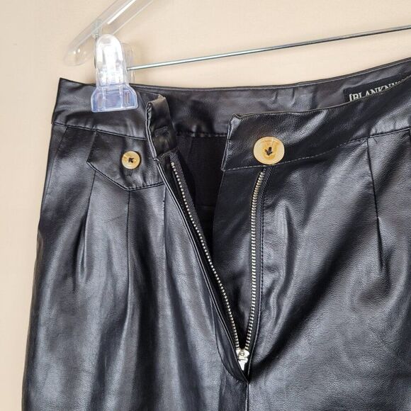 Blank NYC Faux Leather Pleated Trousers Cropped Pants Black Size 26 - Picture 8 of 14